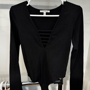 Black Express DEEP V-Neck Women's Bodysuit